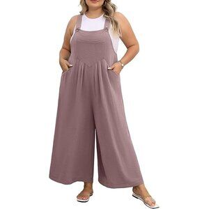 Womens Utcoco Collection Linen Blend Wide-Leg Overalls